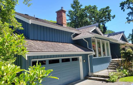 blue painted house and garage in uplands victoria